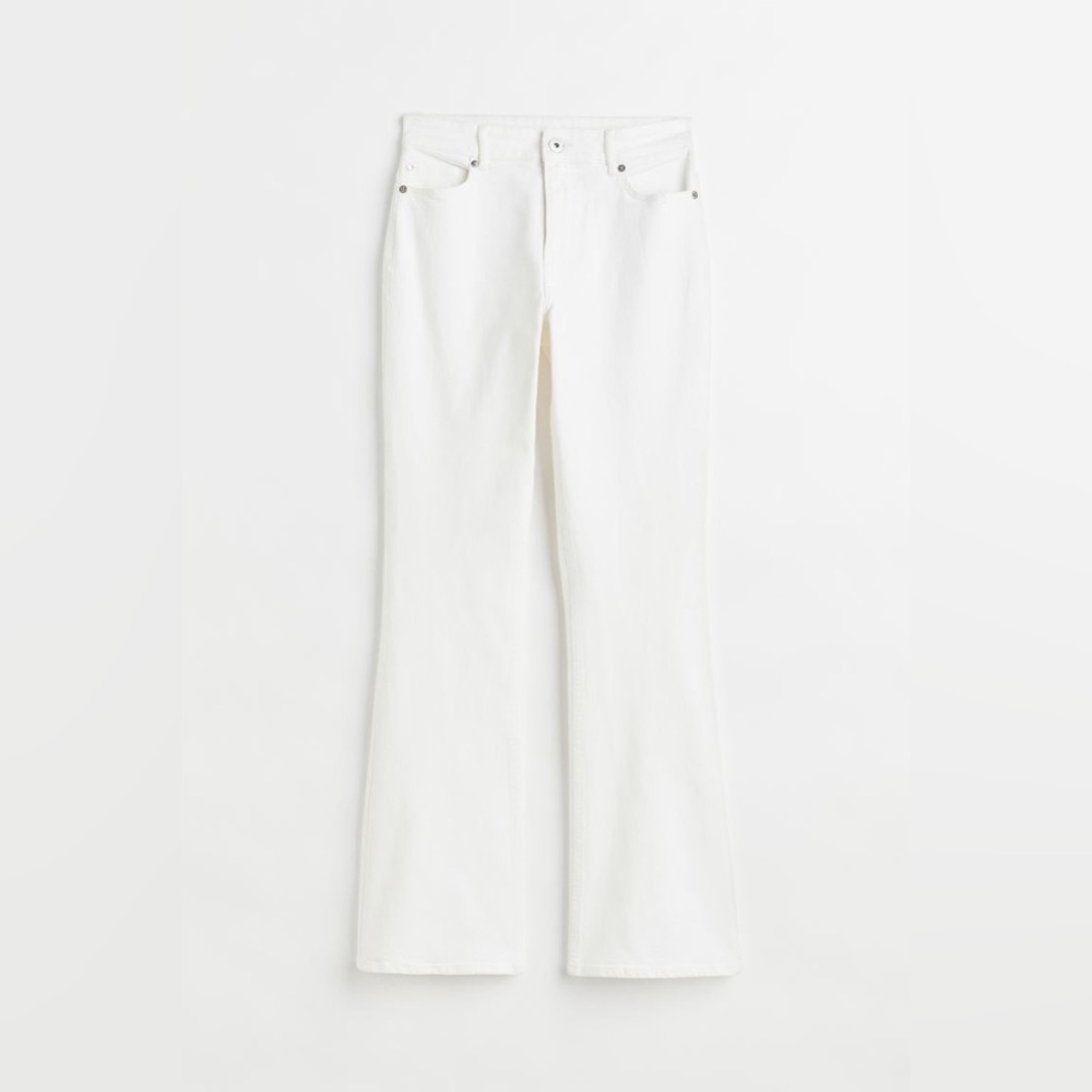 NWT H&M High Waisted Flare Denim Jeans White Size 16